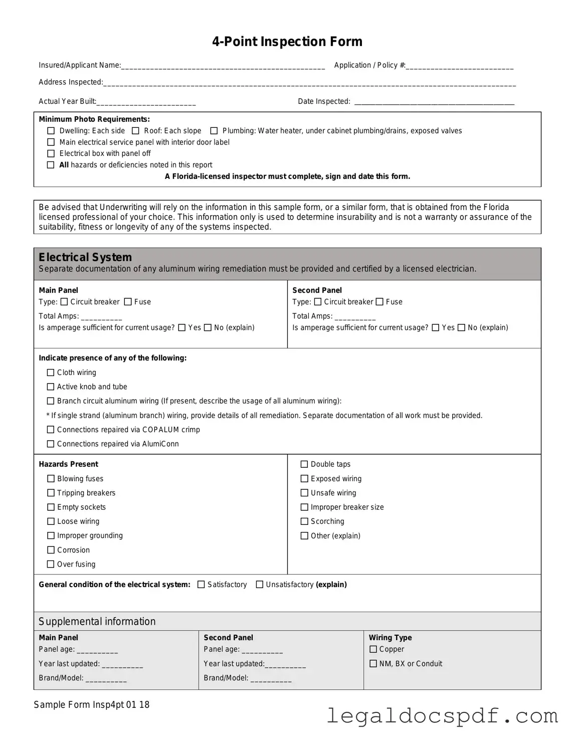 Fill Out Your 4 Point Inspection Form