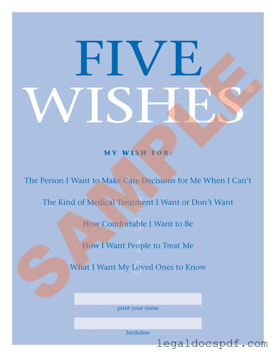 Fill Out Your 5 Wishes Document Form