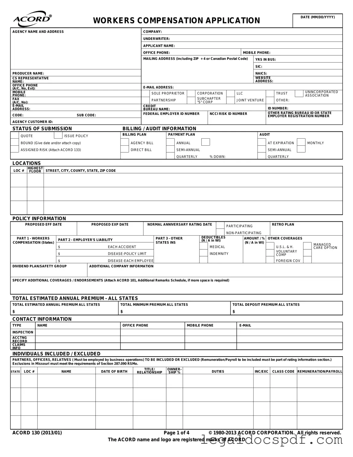 Fill Out Your Acord 130 Form