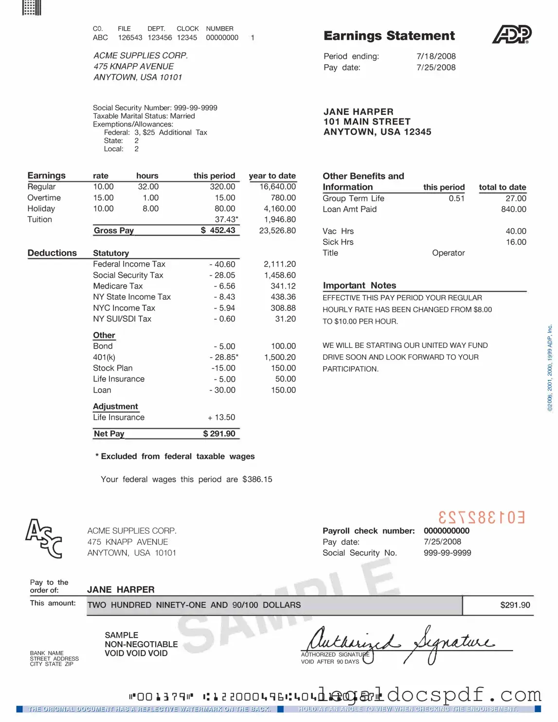 Fill Out Your Adp Pay Stub Form