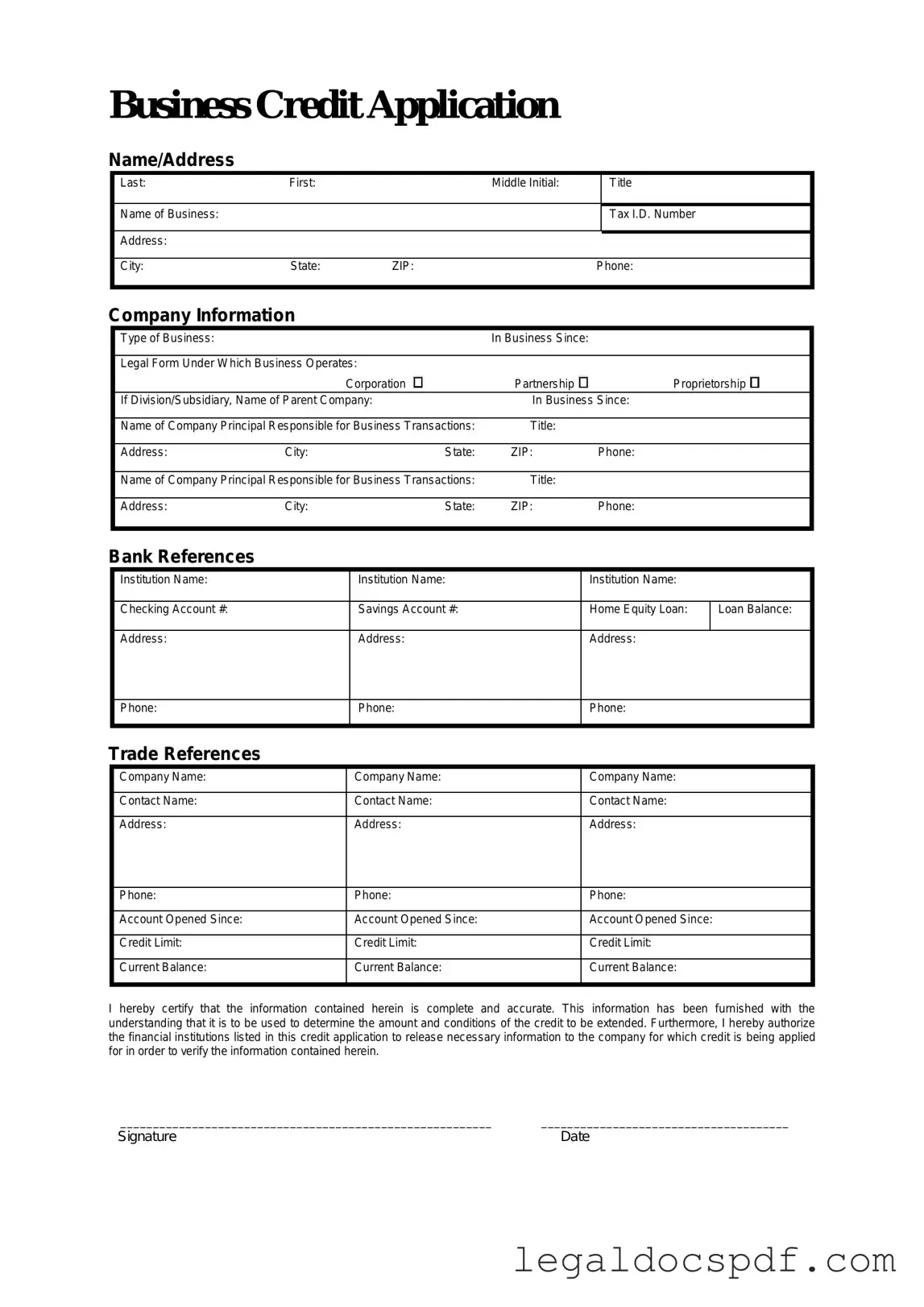 Fill Out Your Business Credit Application Form