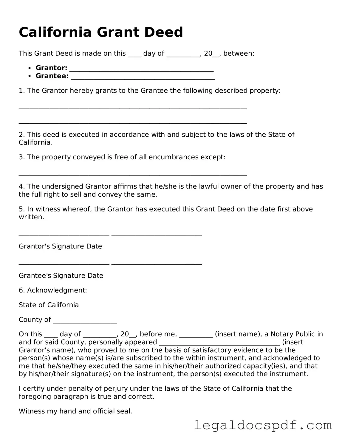 Legal California Deed Form