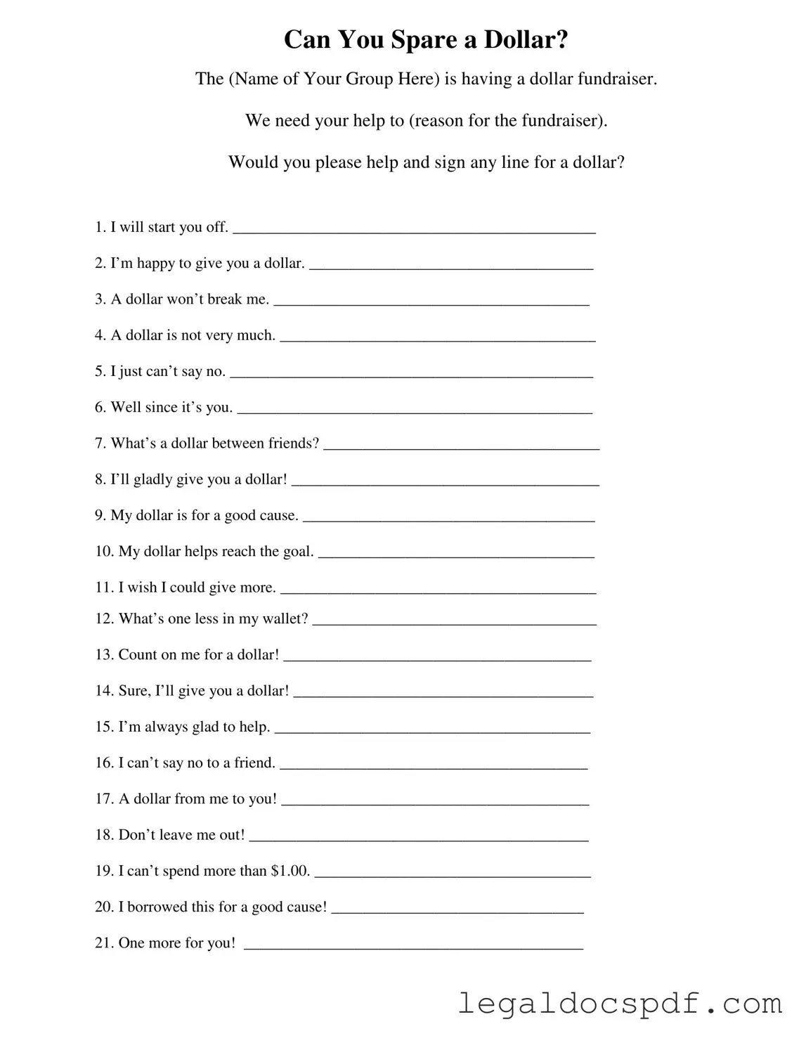 Fill Out Your Donated A Dollar Form