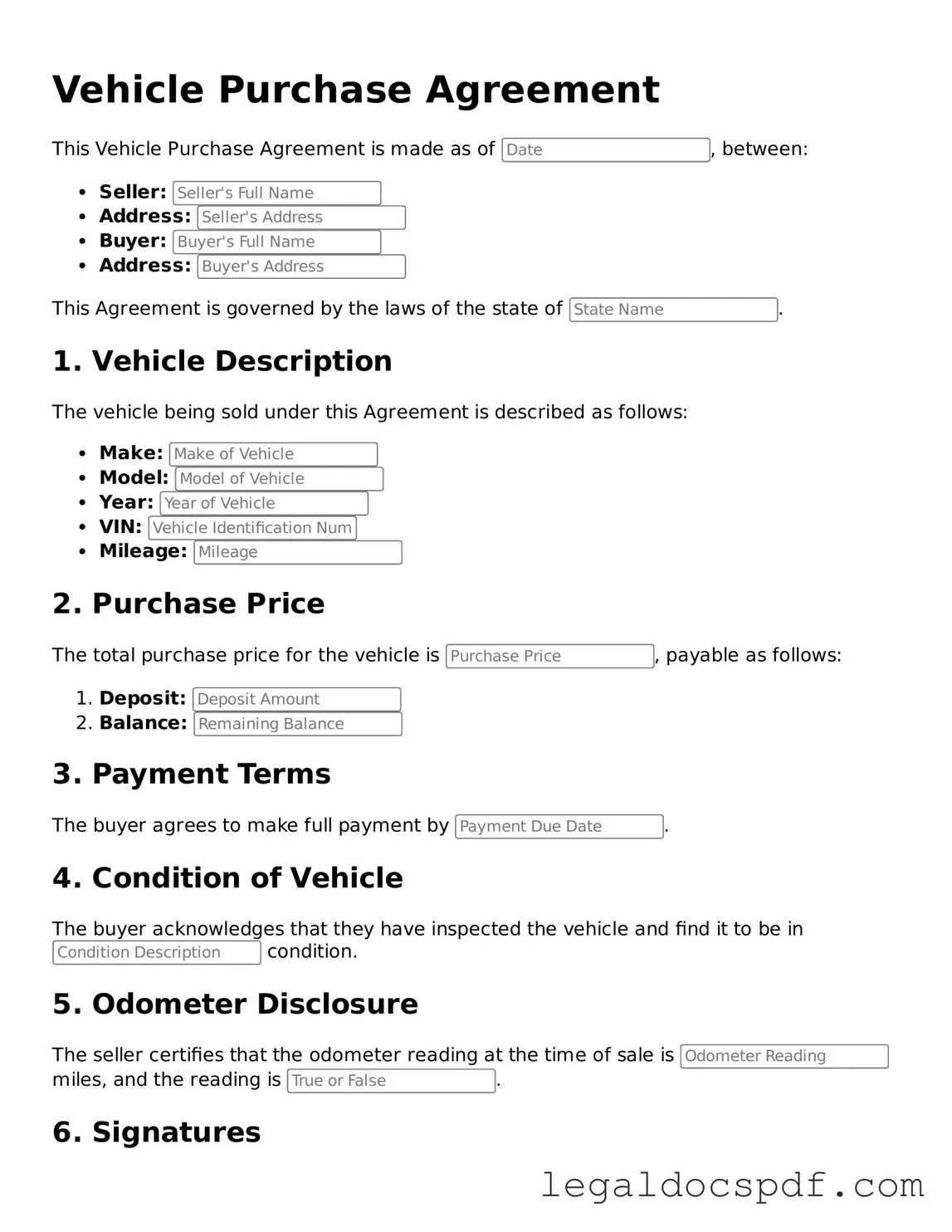Valid Vehicle Purchase Agreement Template