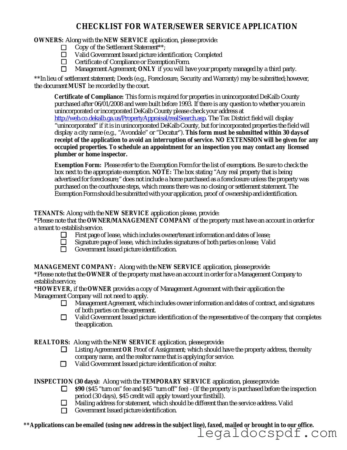 Fill Out Your Dekalb County Water Application Form