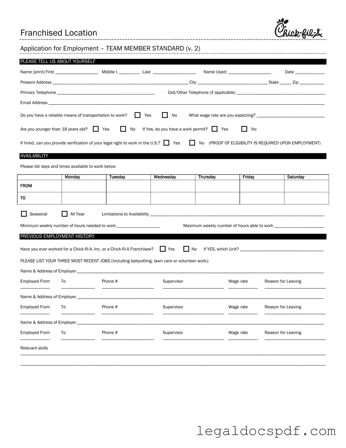 Fill Out Your Chick Fil A Job Application Form