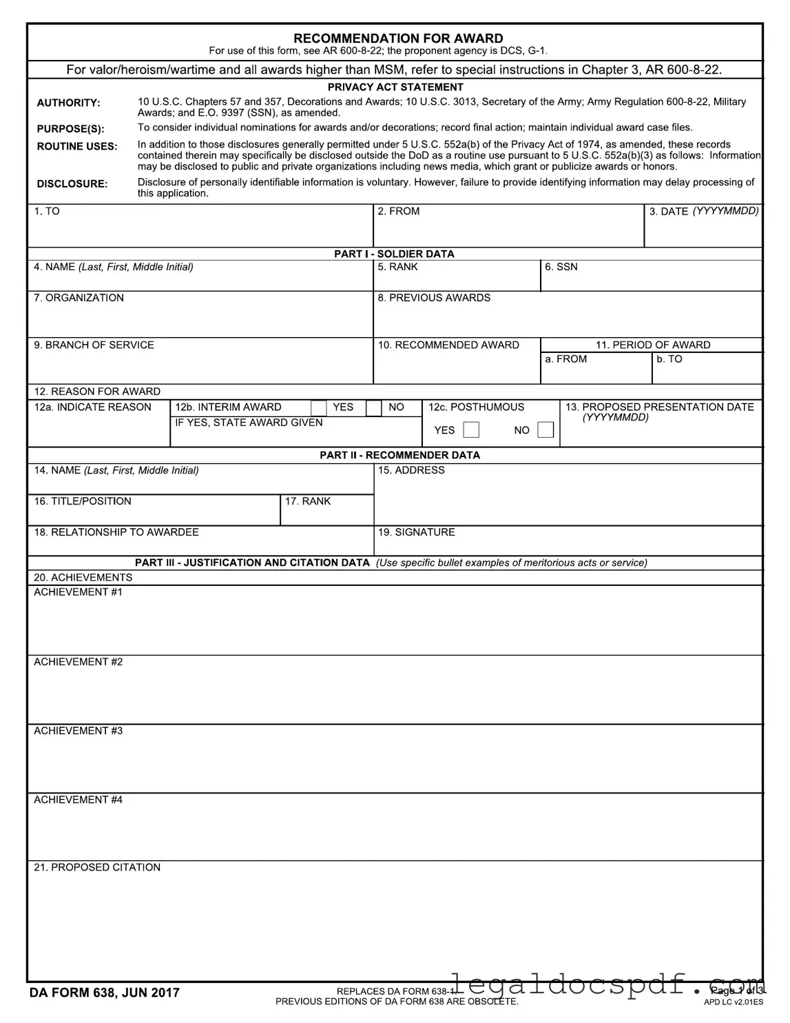 Fill Out Your Da 638 Form