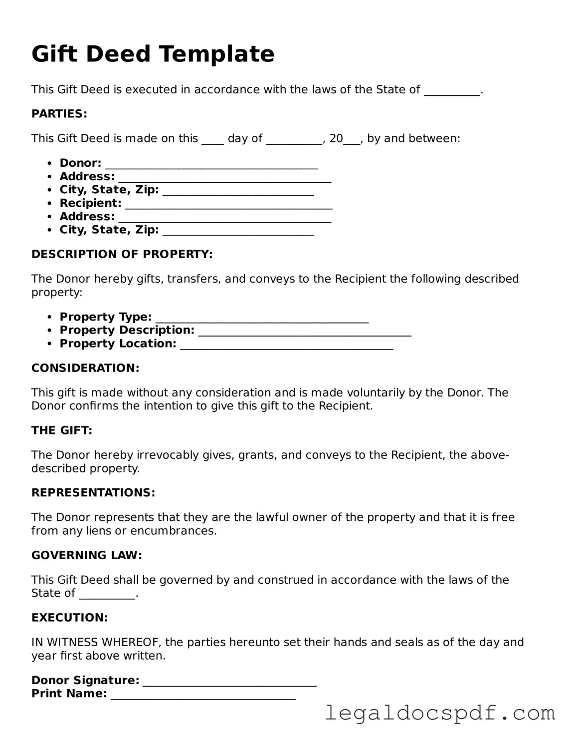 Valid Gift Deed Template
