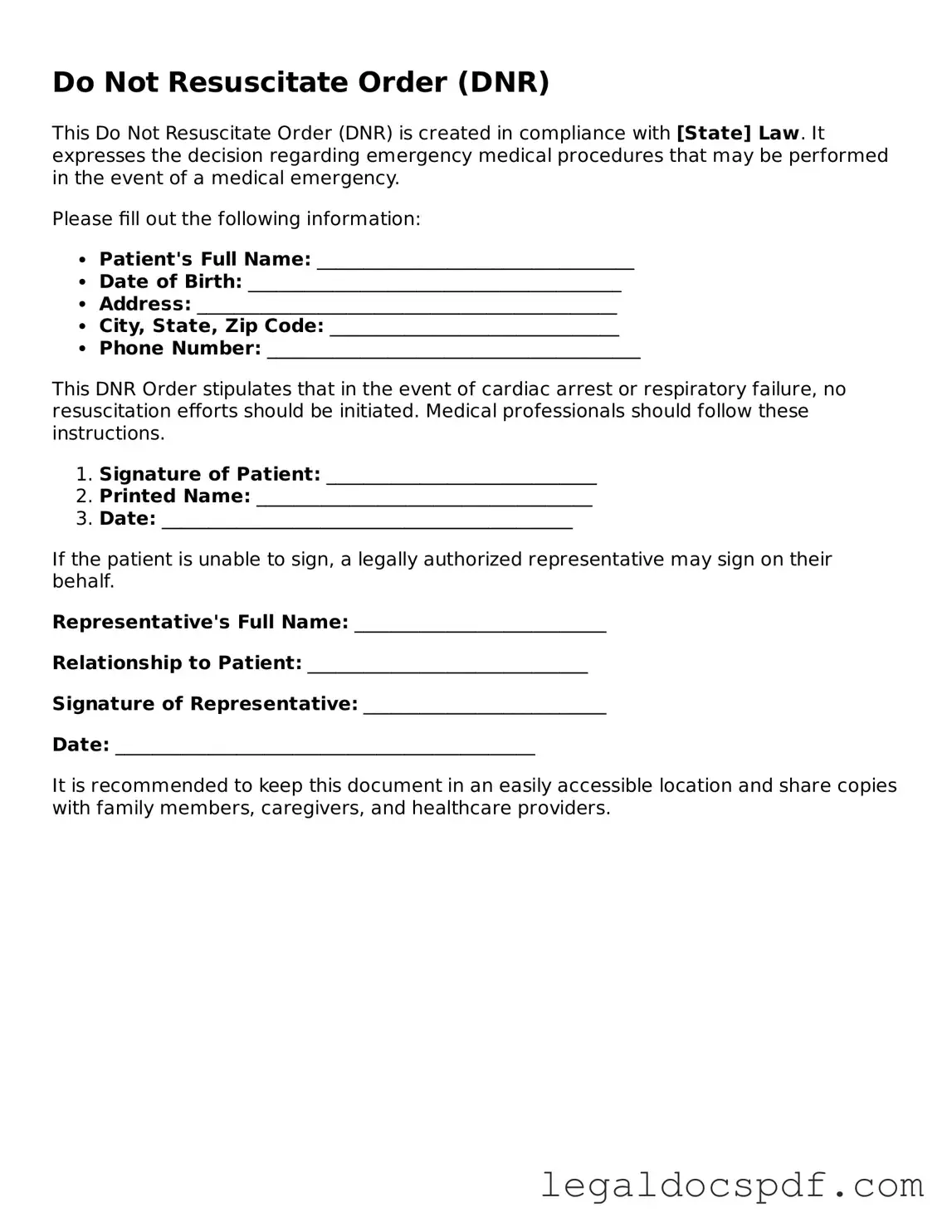 Valid Do Not Resuscitate Order Template