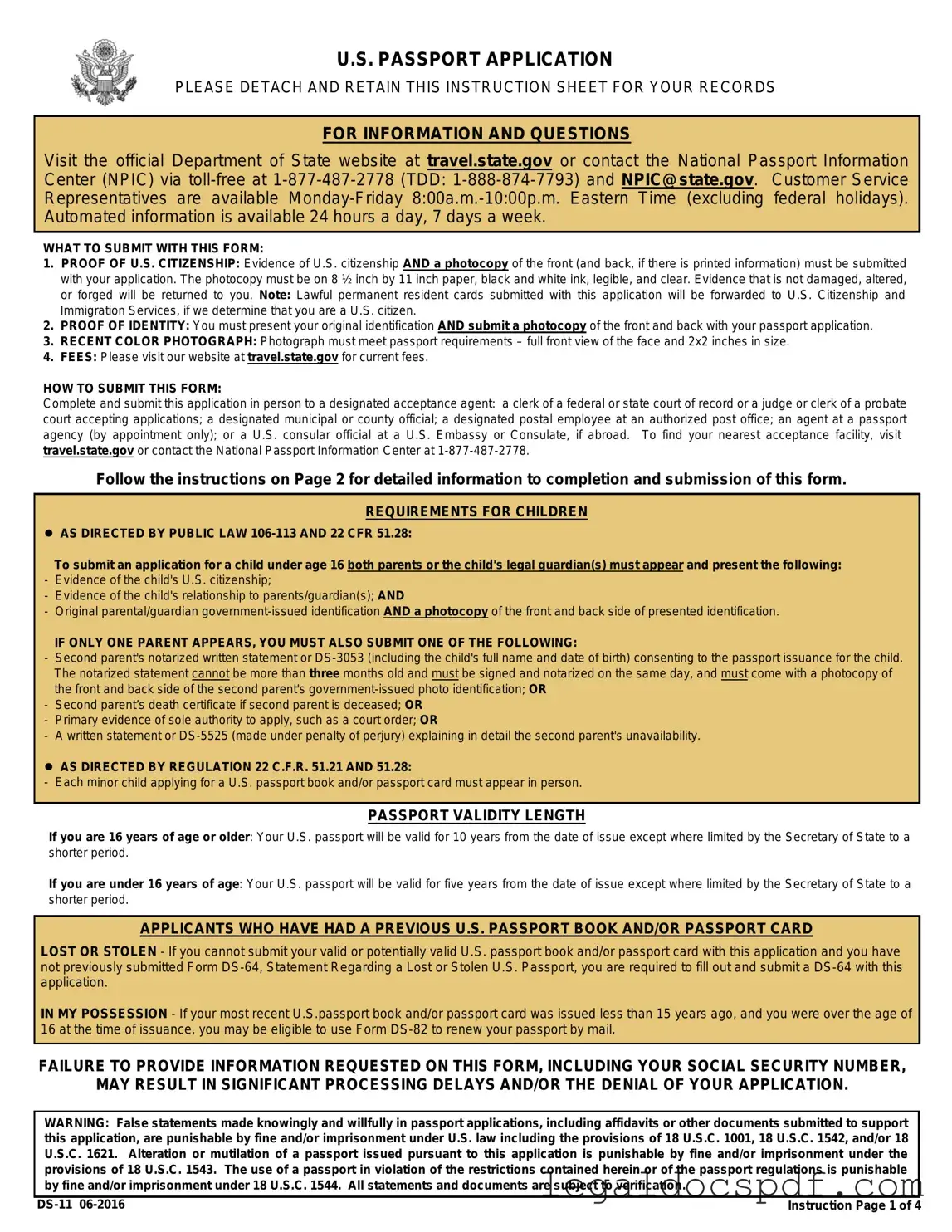 Fill Out Your DS-11 U.S. Passport application Form