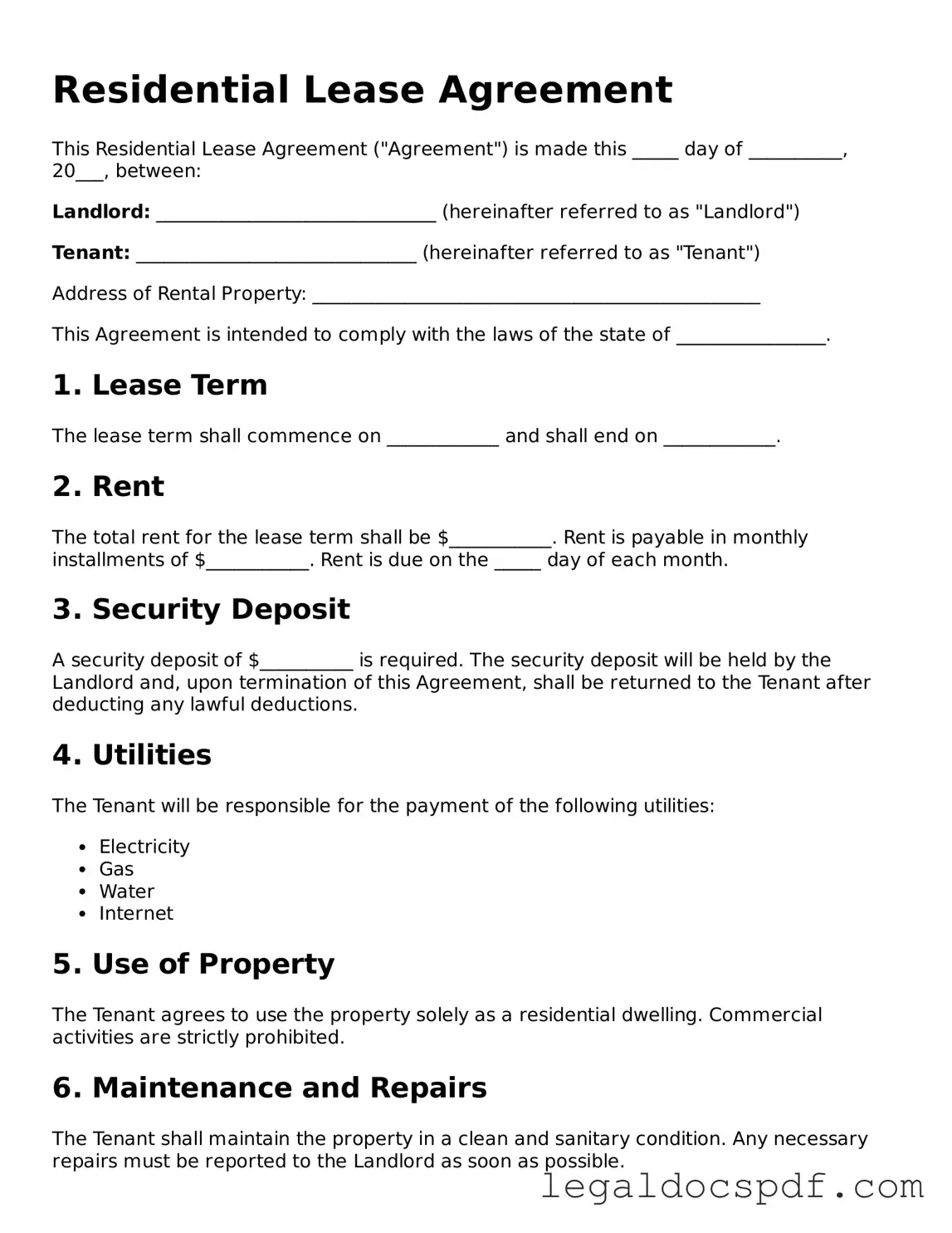 Valid Residential Lease Agreement Template