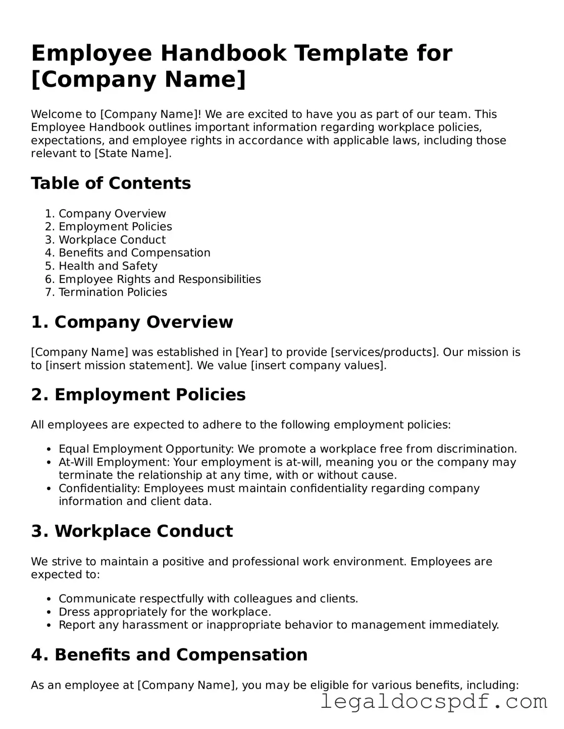 Valid Employee Handbook Template