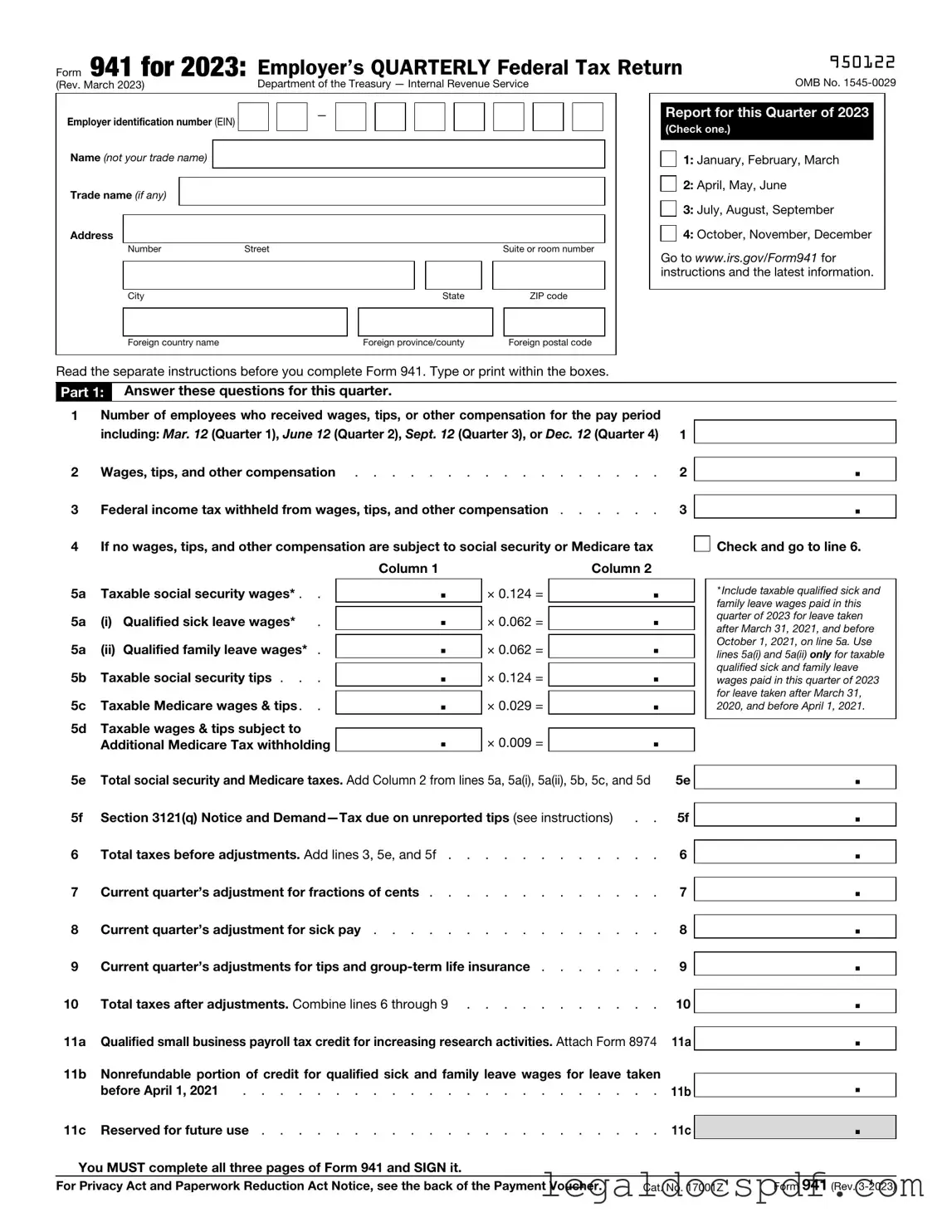 Fill Out Your IRS 941 Form