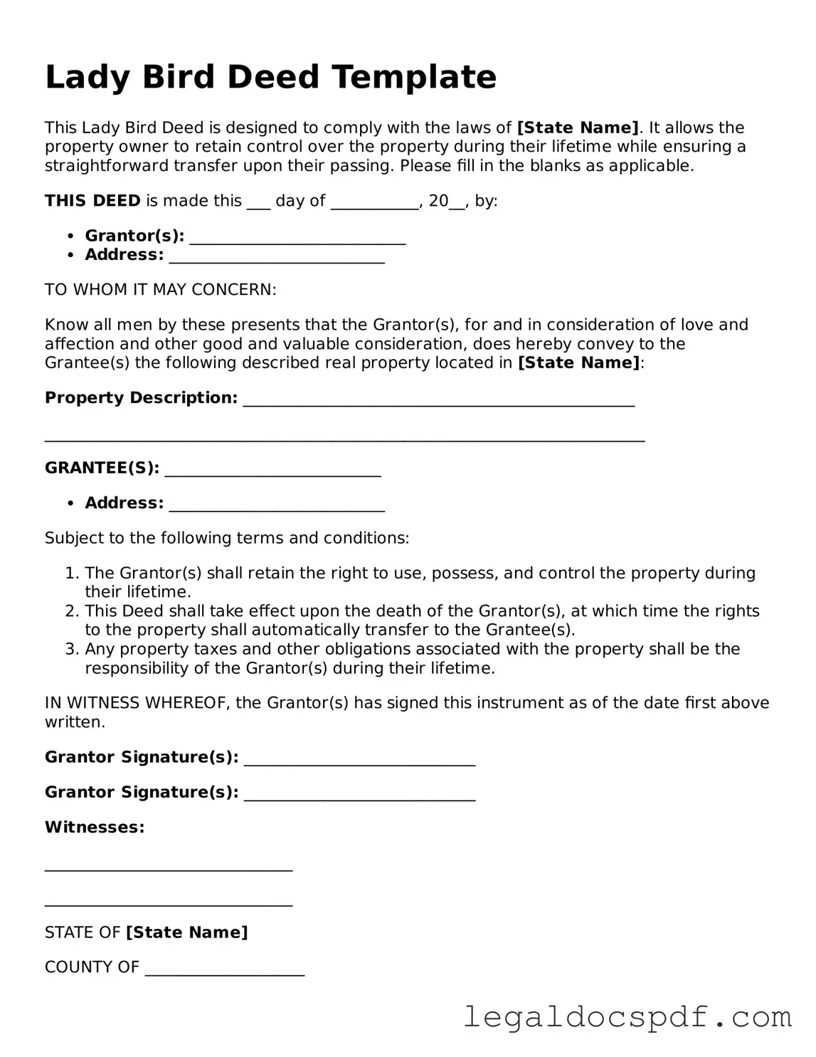 Valid Lady Bird Deed Template