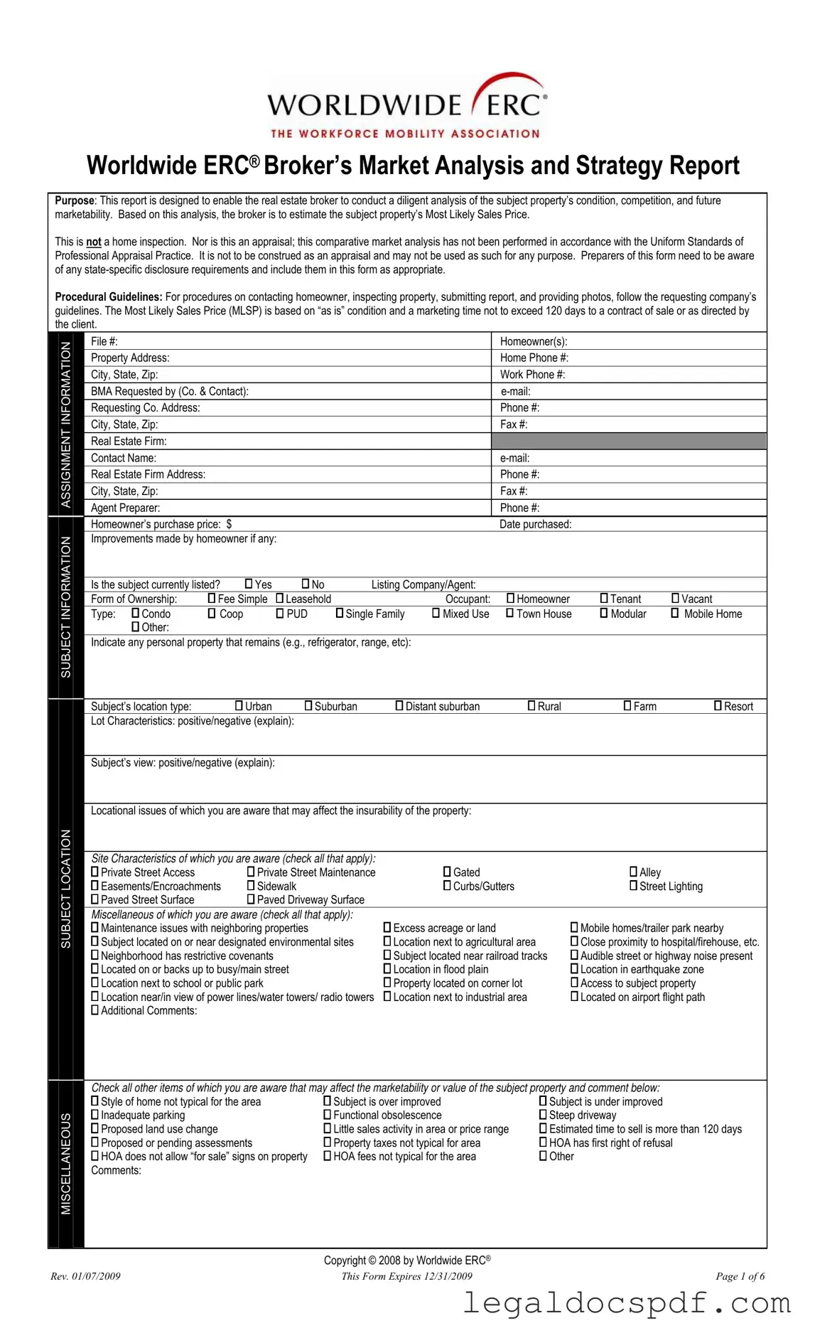 Fill Out Your Erc Broker Market Analysis Form