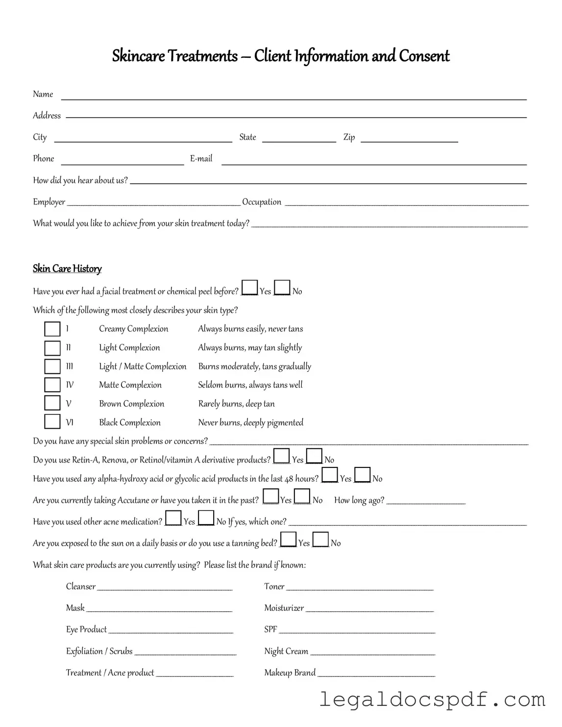 Fill Out Your Facial Consent Form