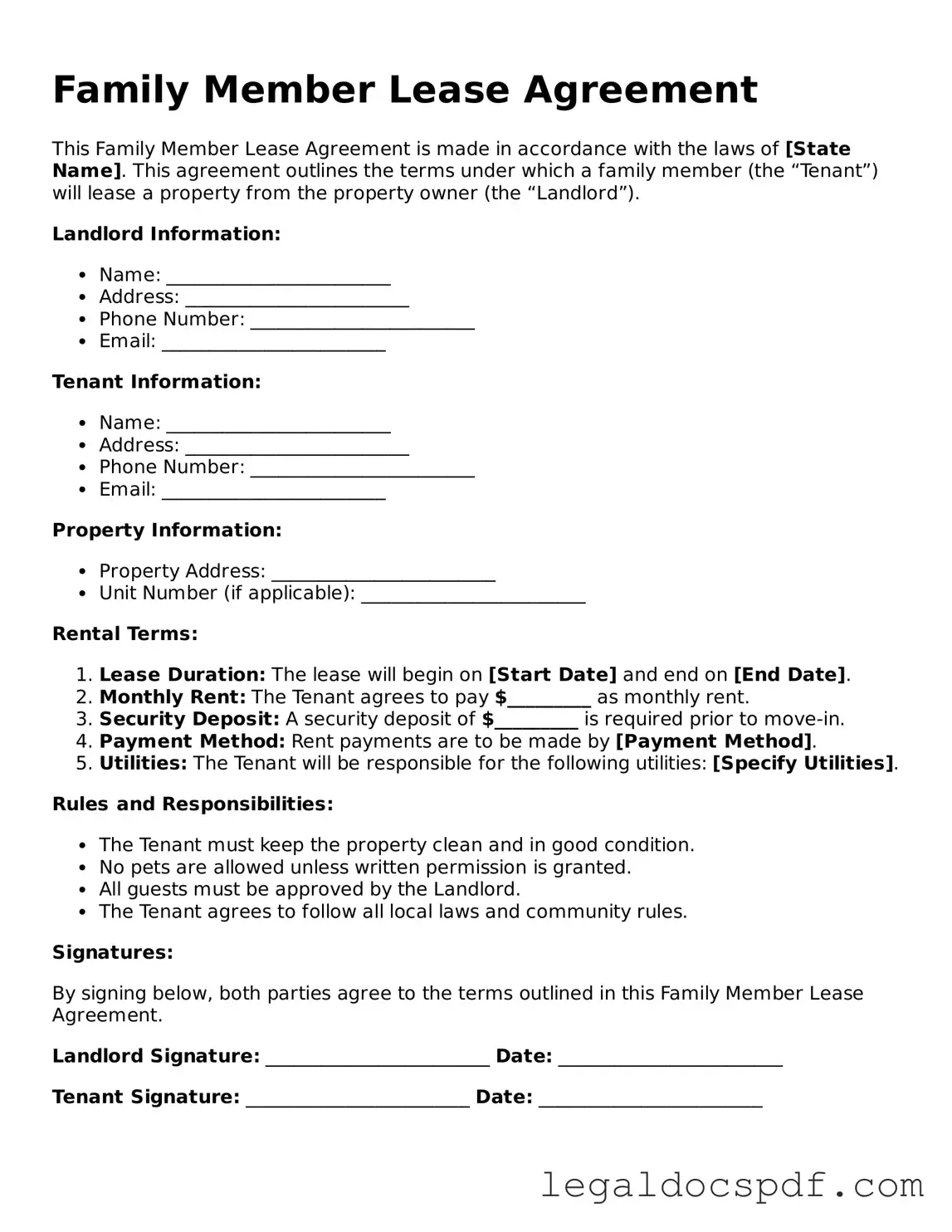 Valid Family Member Lease Agreement Template
