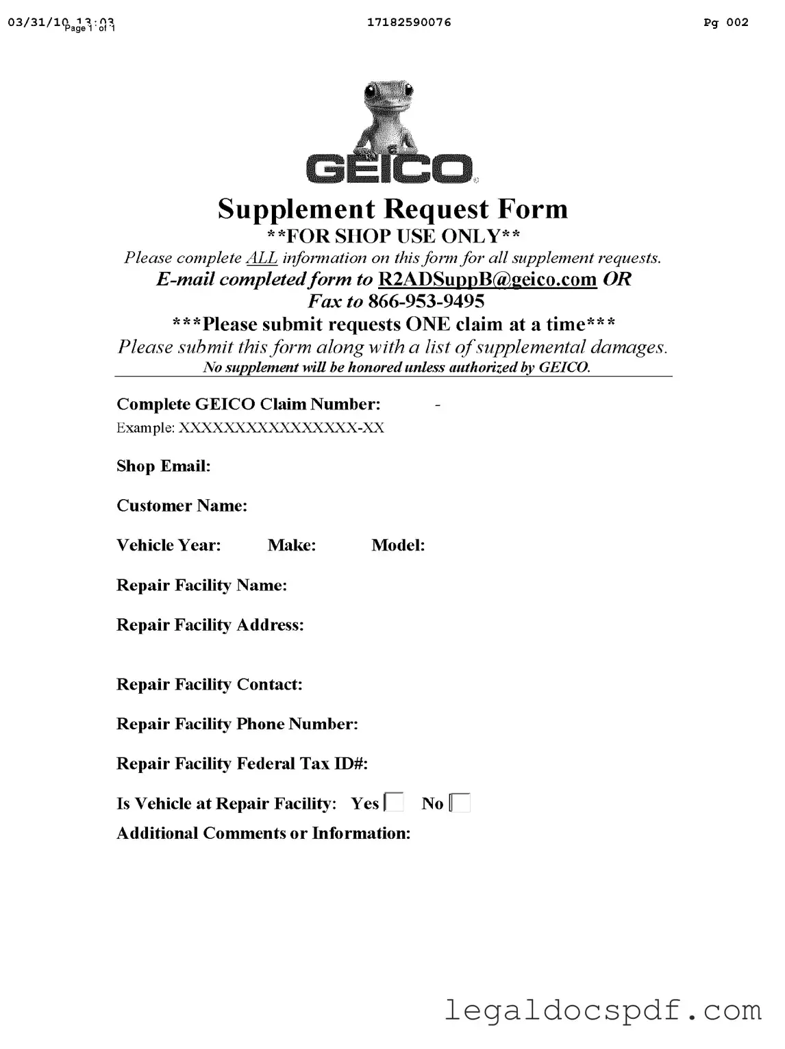 Fill Out Your Geico Supplement Request Form