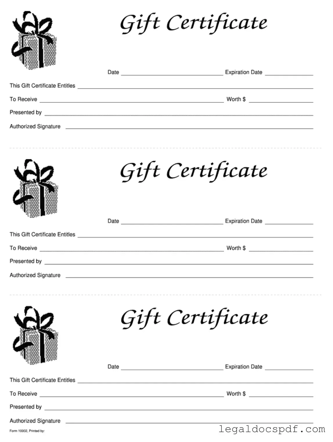 Fill Out Your Gift Certificate Form