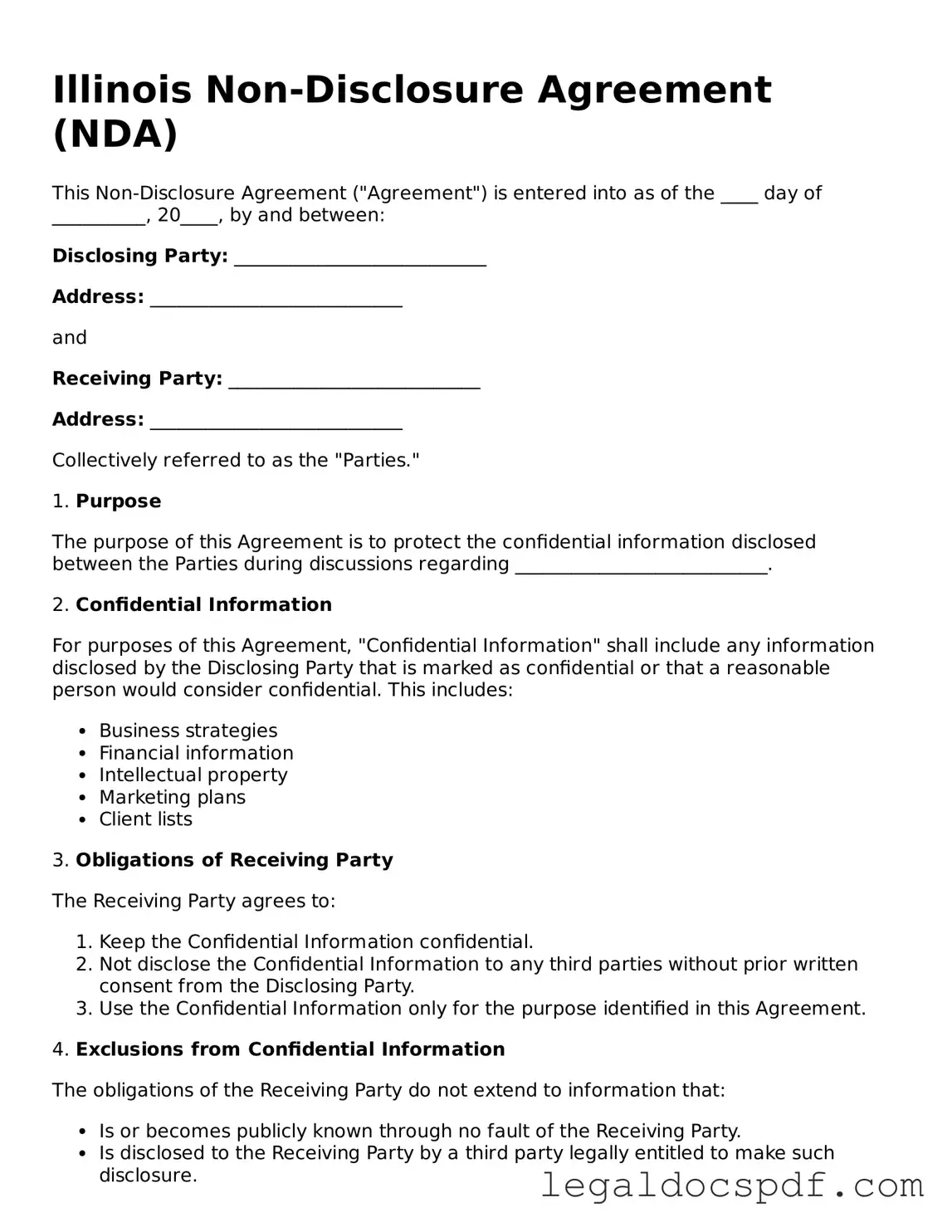 Legal Illinois Non-disclosure Agreement Form