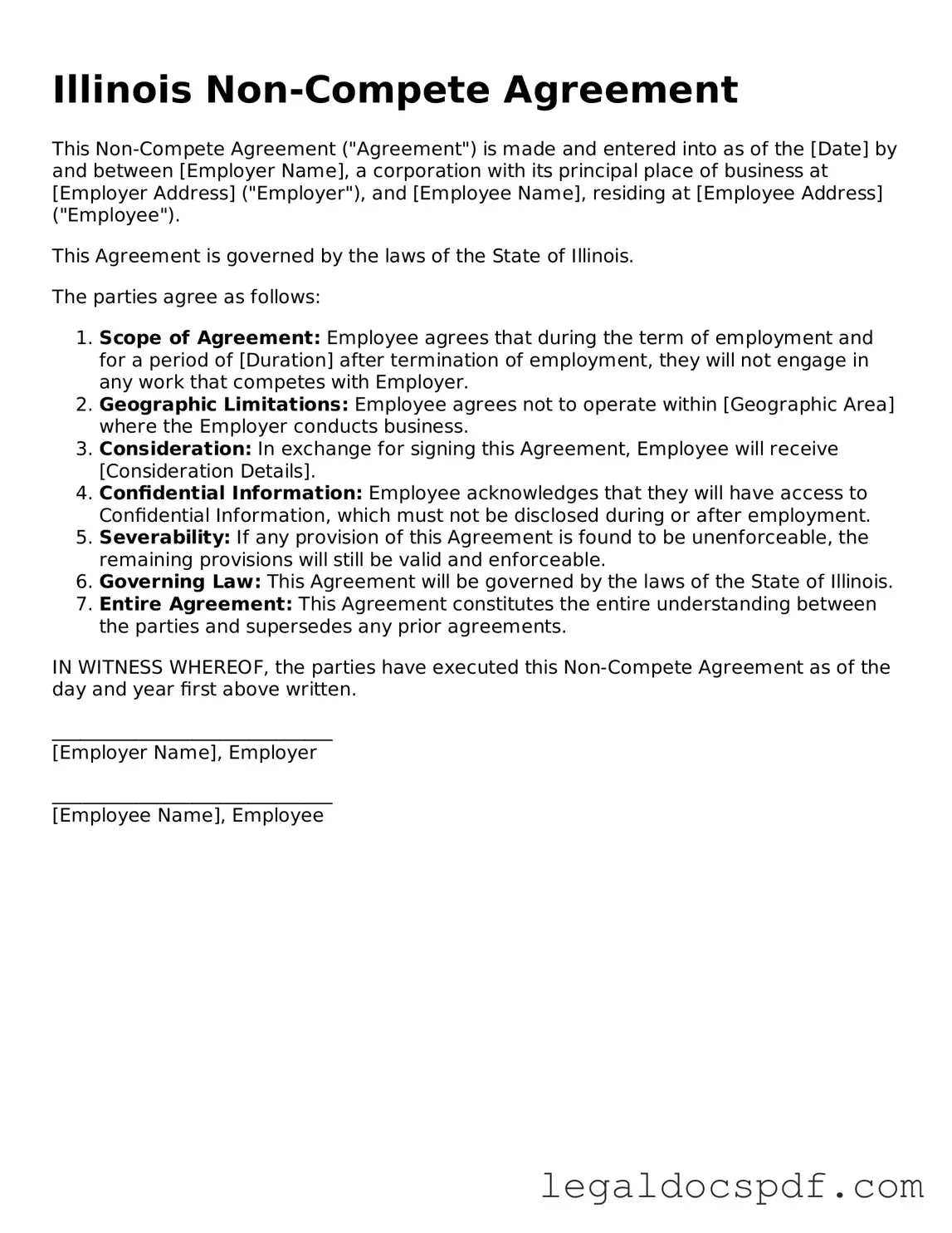 Legal Illinois Non-compete Agreement Form