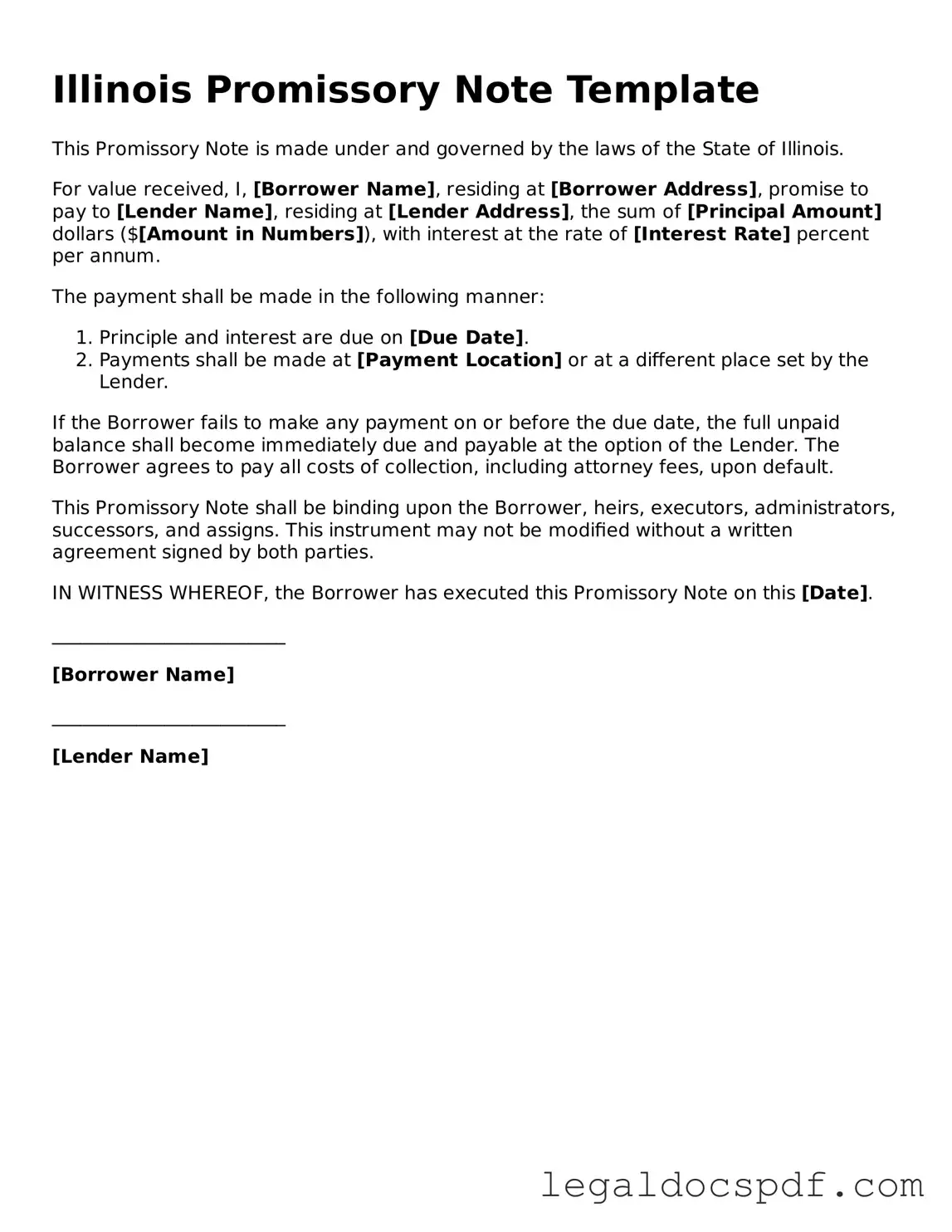 Legal Illinois Promissory Note Form