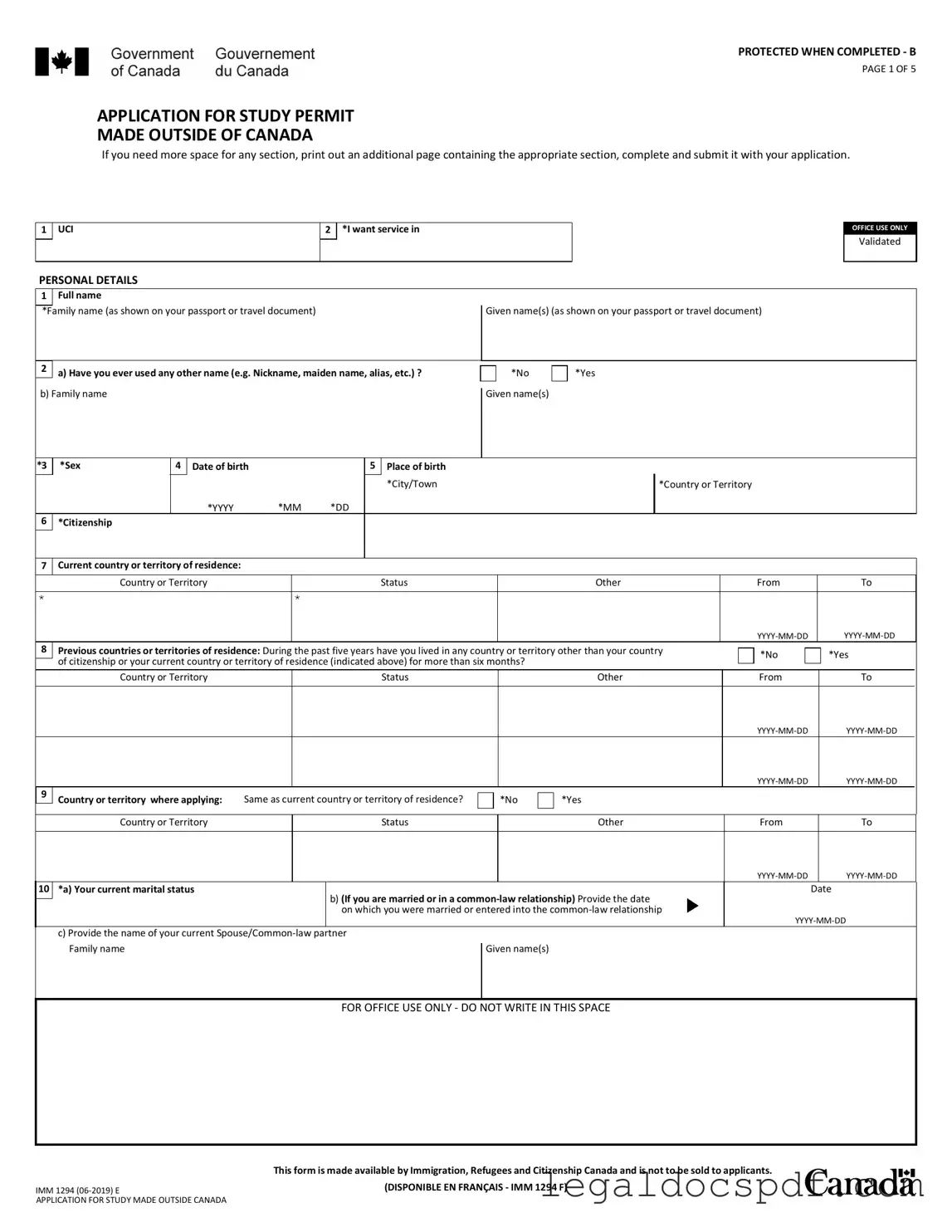 Fill Out Your Imm 1294 Form
