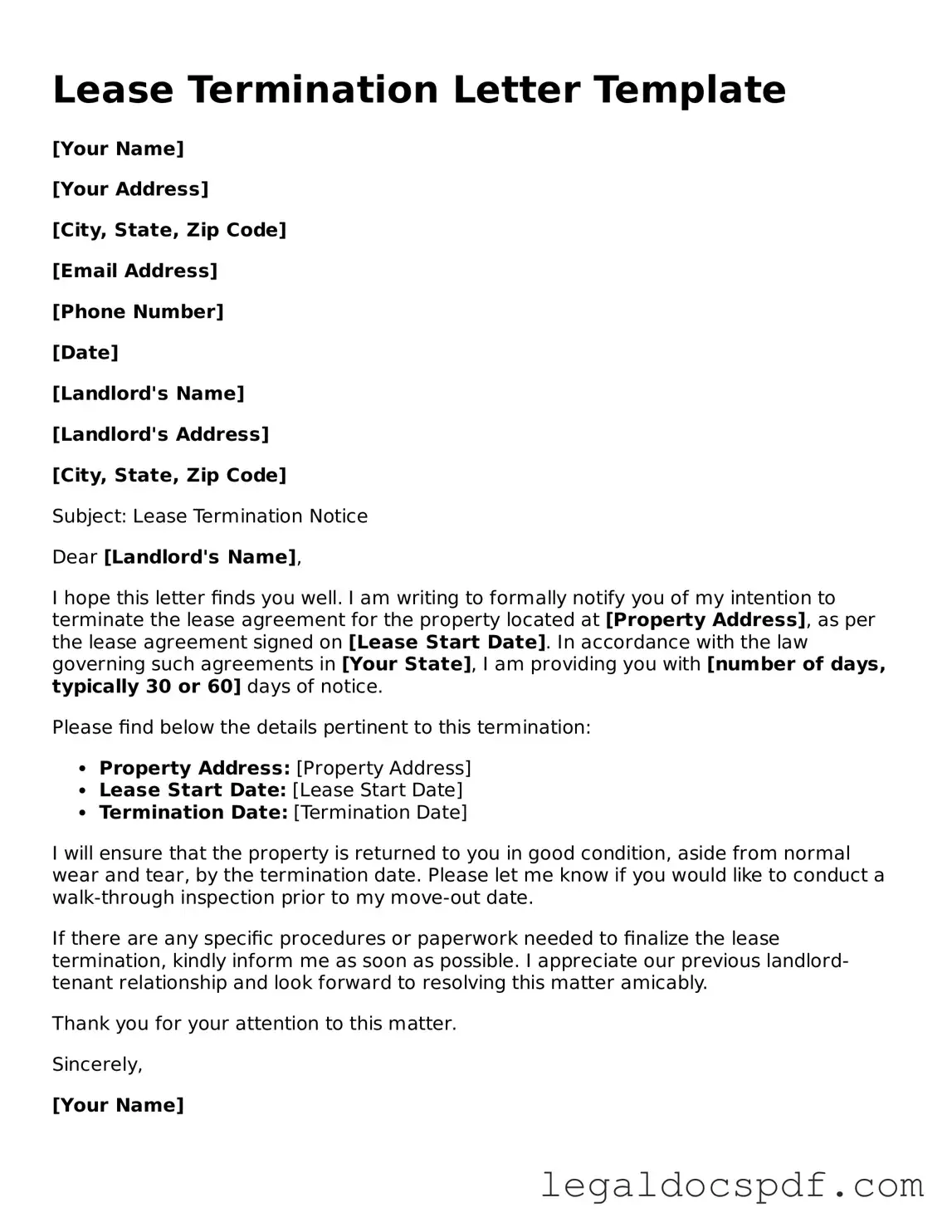 Valid Lease Termination Letter Template