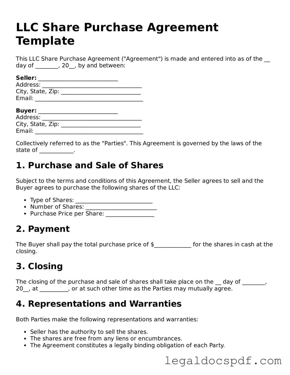 Valid LLC Share Purchase Agreement Template