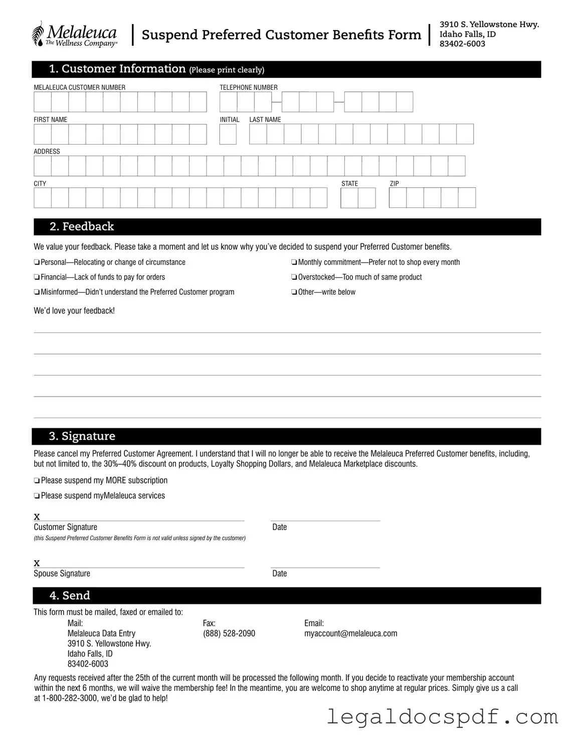 Fill Out Your Melaleuca Cancellation Form