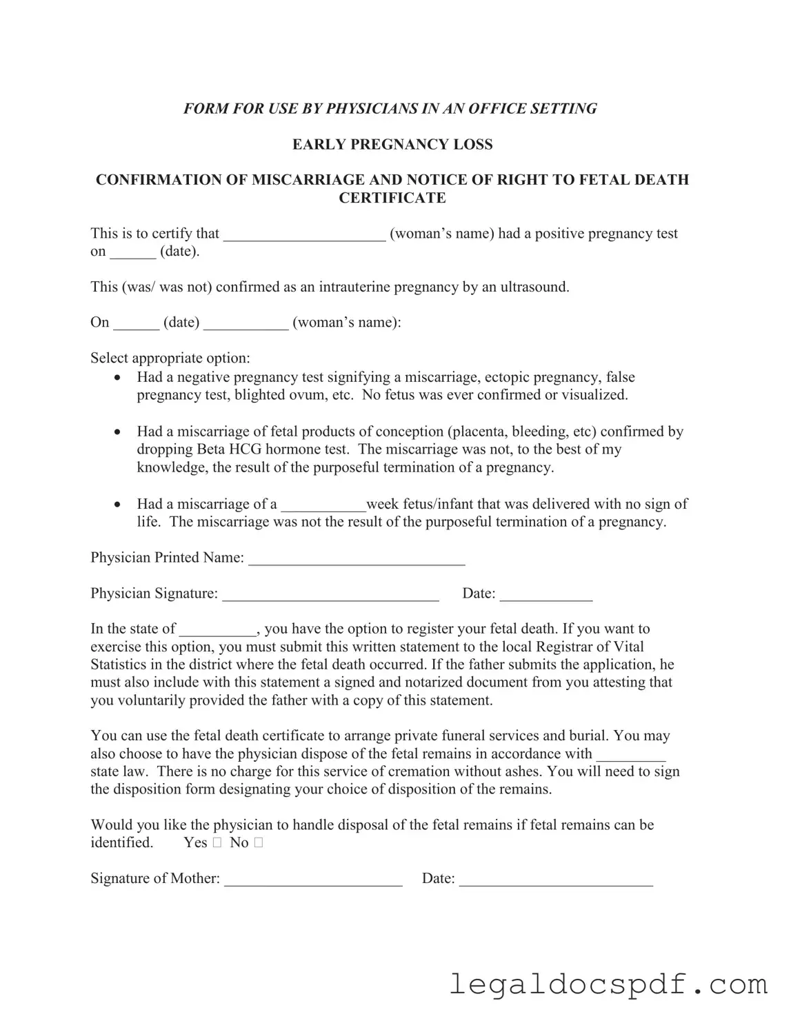 Fill Out Your Miscarriage Discharge Paper Form