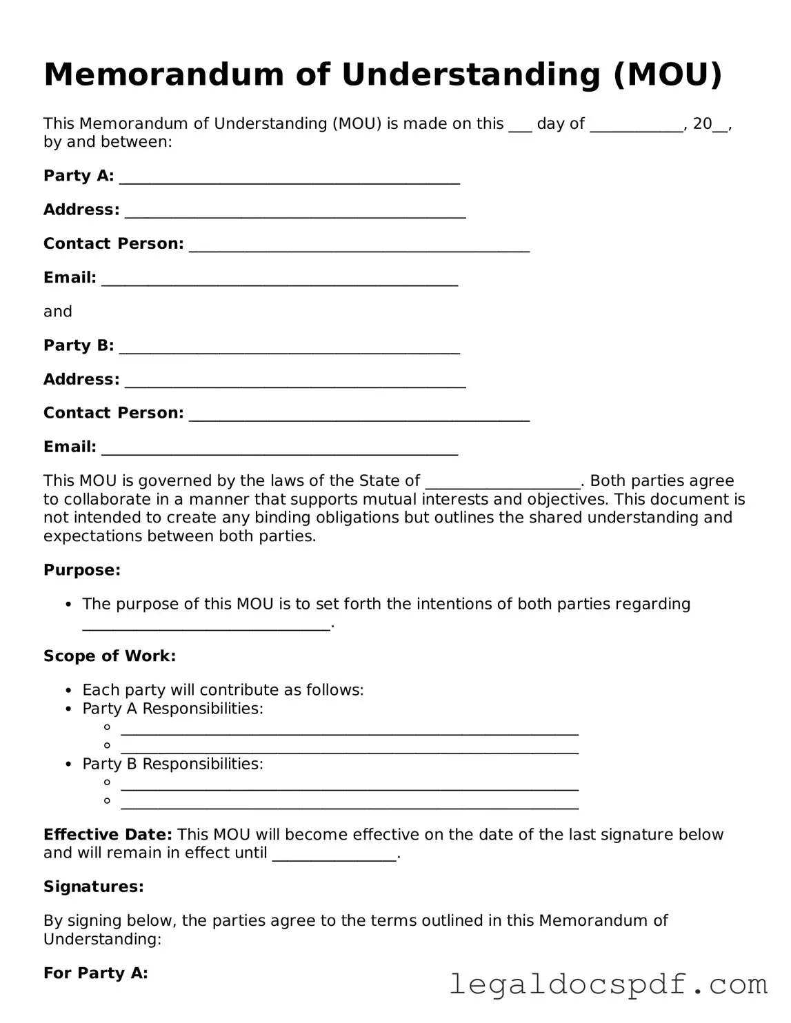 Valid Memorandum of Understanding Template