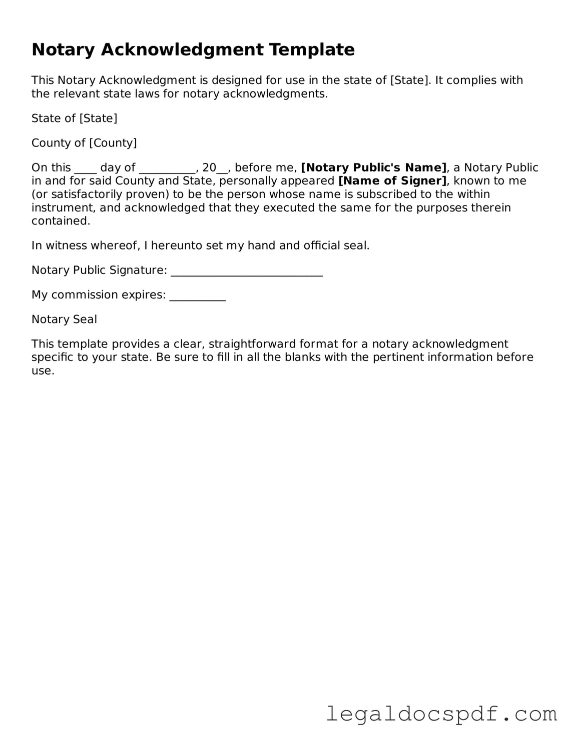 Valid Notary Acknowledgement Template