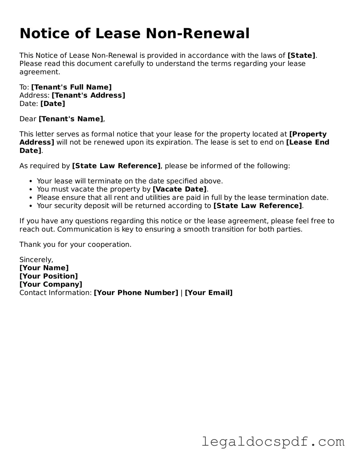 Valid Notice of Lease Non-Renewal Template