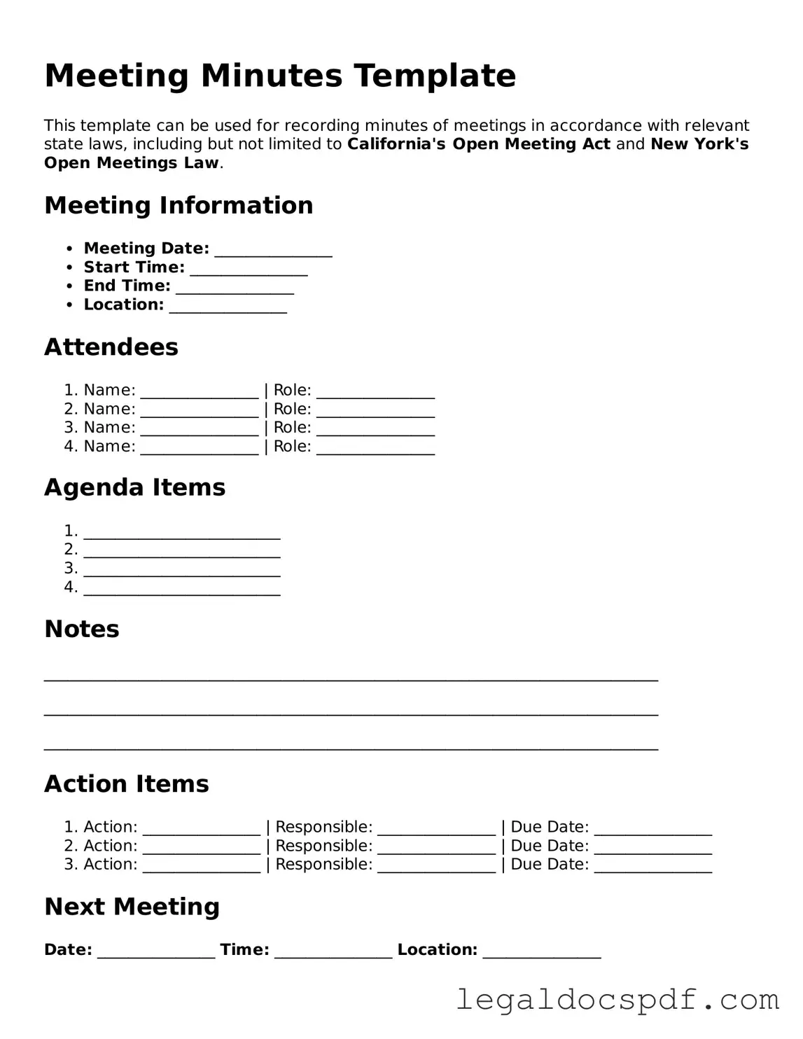 Valid Meeting Minutes Template