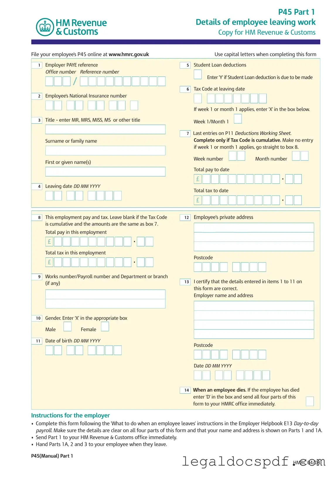 Fill Out Your P 45 It Form