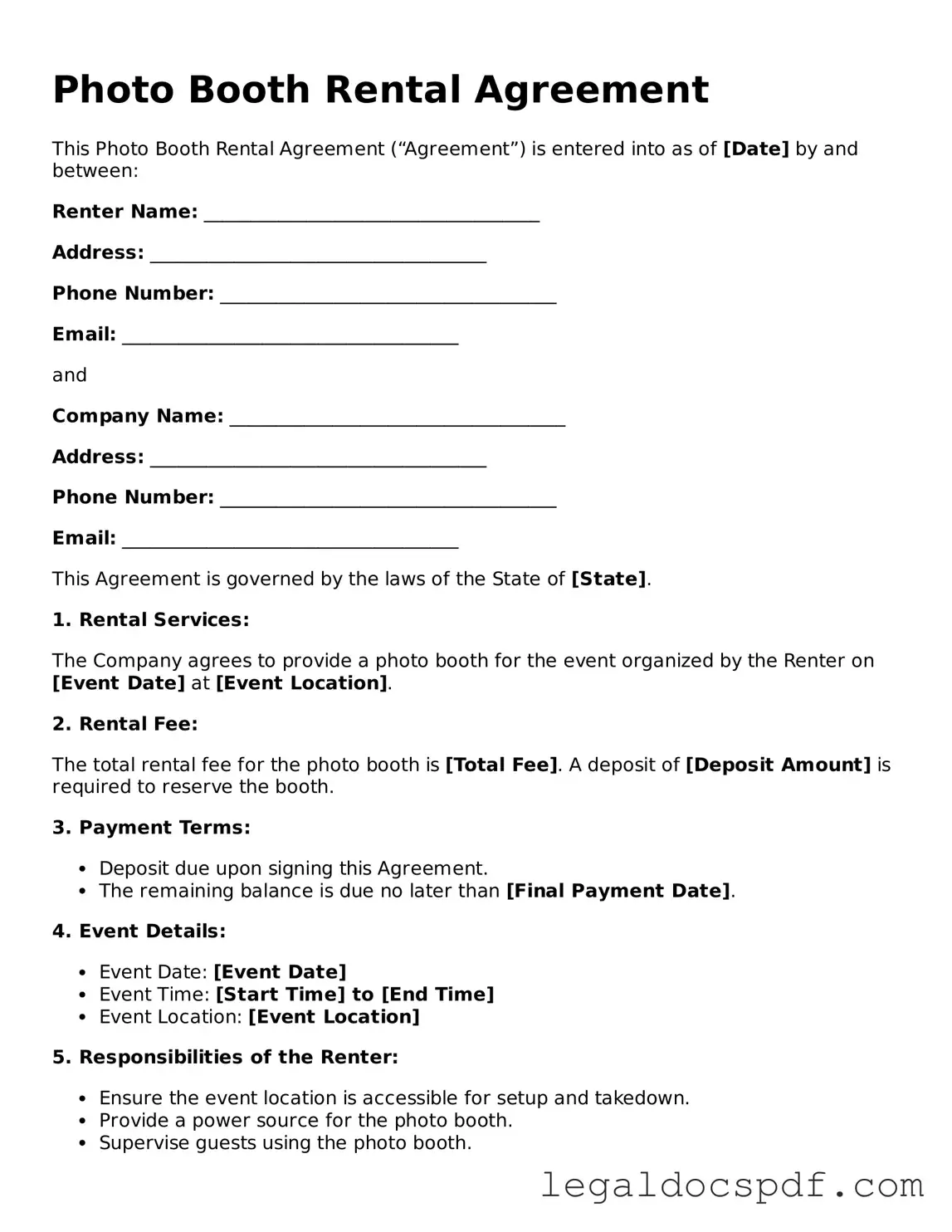 Valid Photo Booth Rental Agreement Template