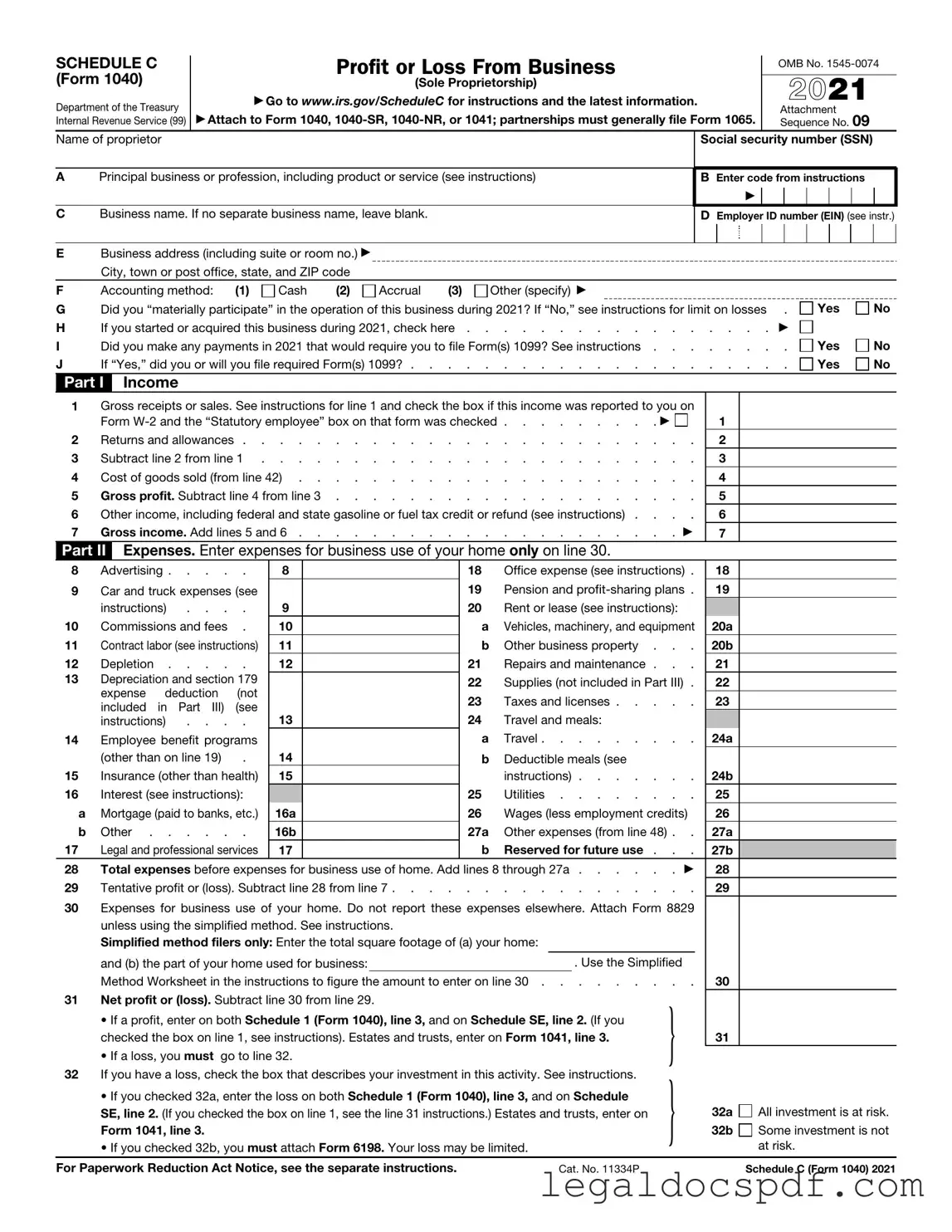 Fill Out Your IRS Schedule C 1040 Form