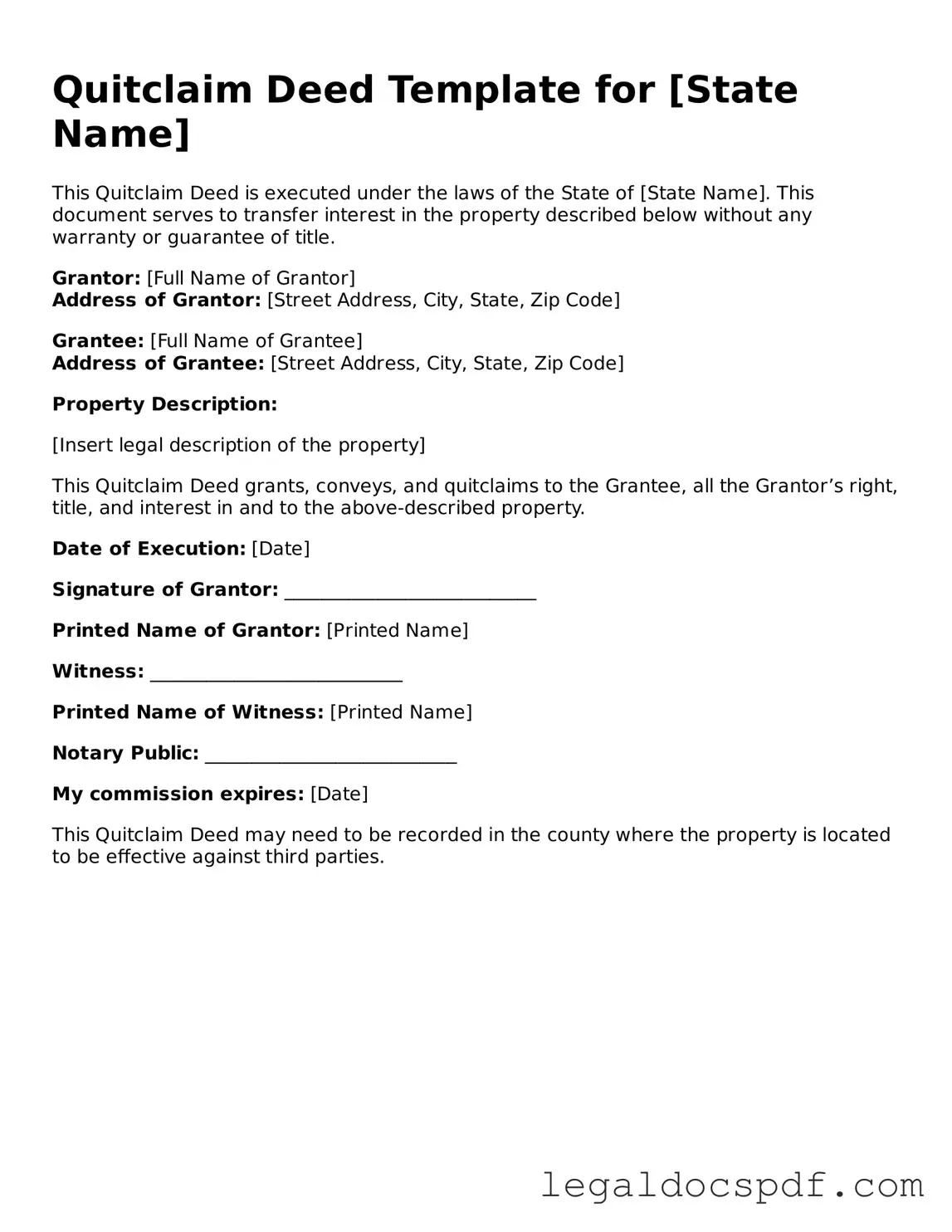 Valid Quitclaim Deed Template