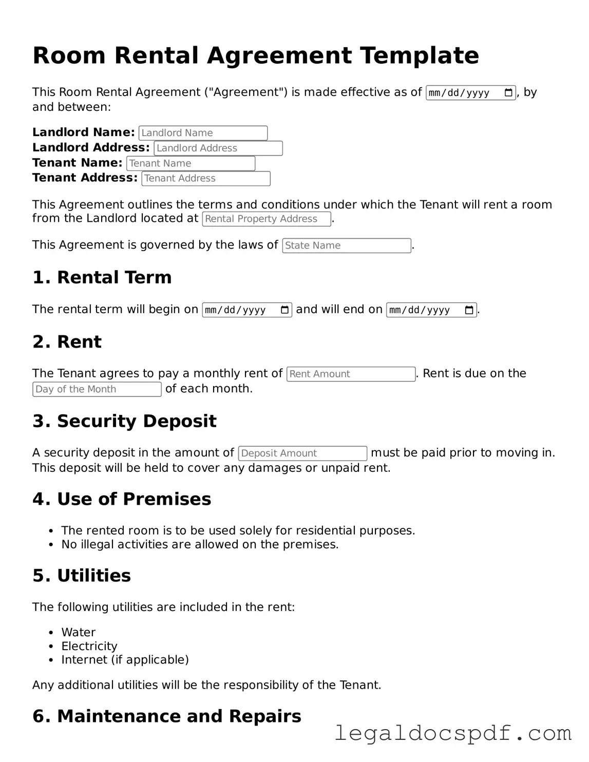 Valid Room Rental Agreement Template
