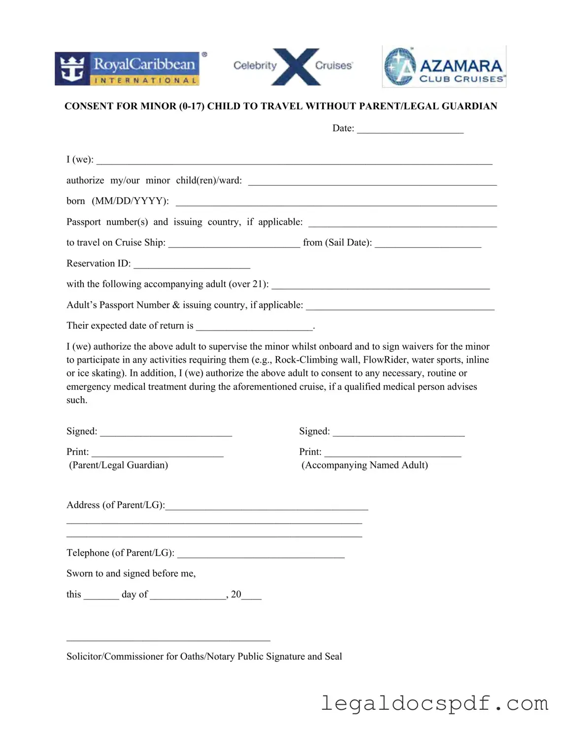 Fill Out Your Royal Caribbean Parental Consent Form