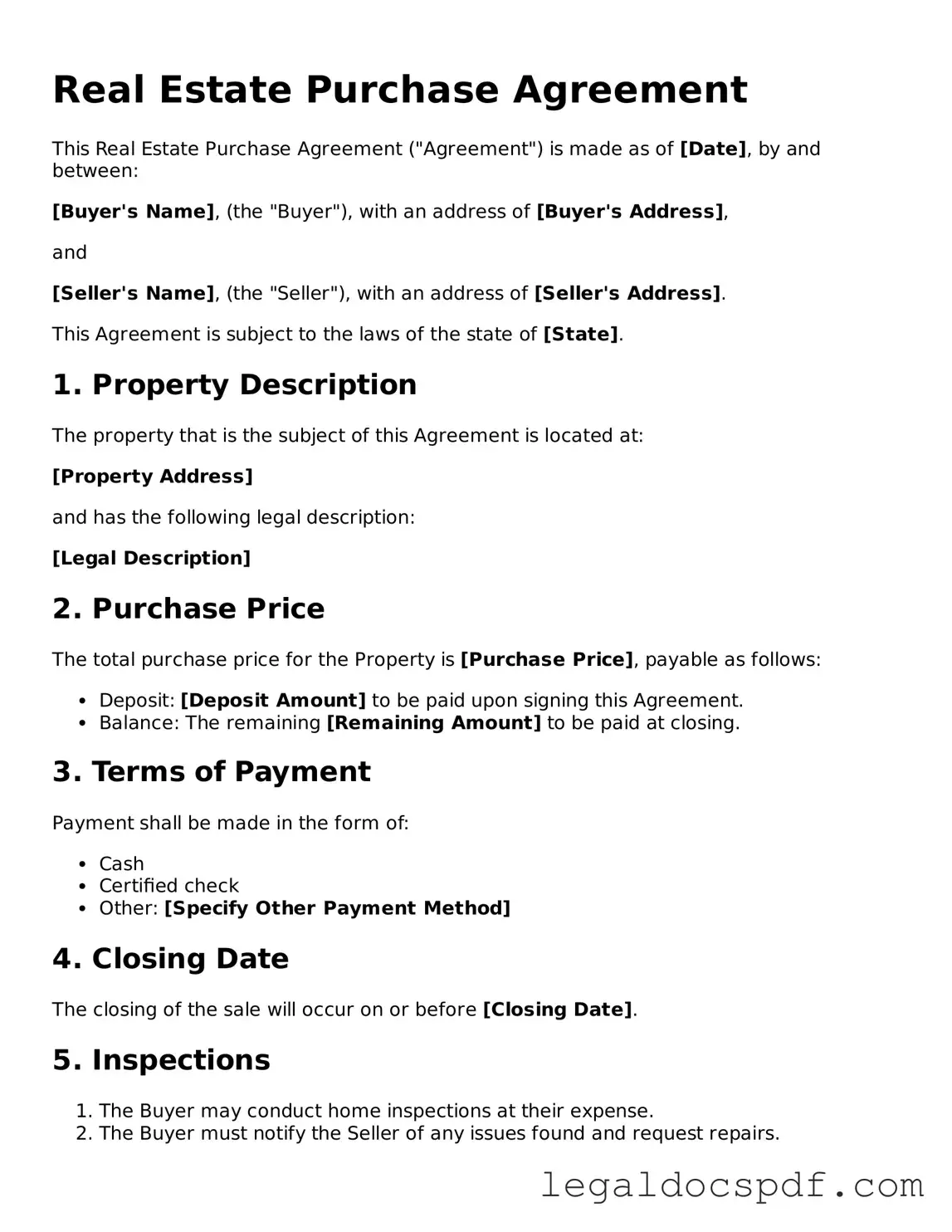 Valid Real Estate Purchase Agreement Template