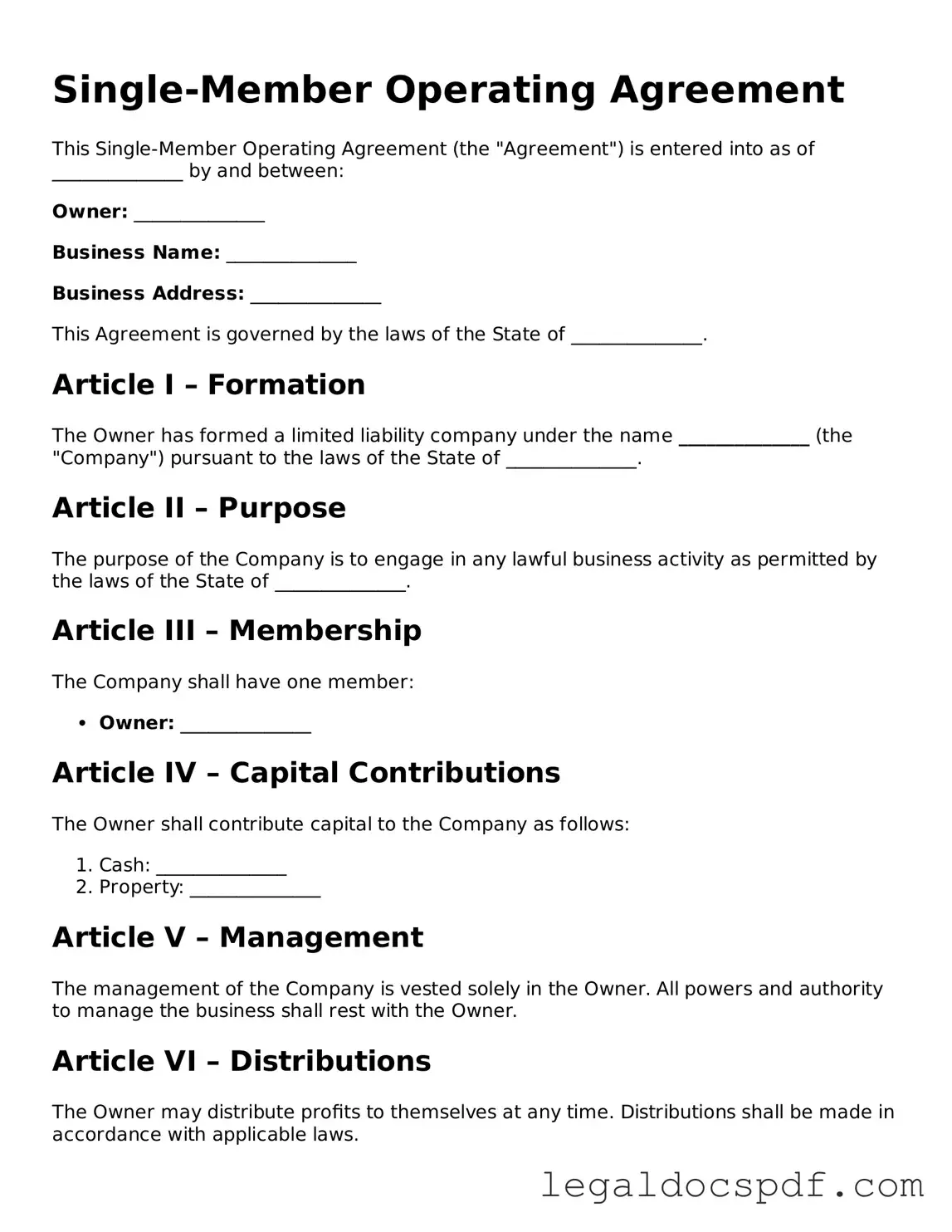 Valid Single-Member Operating Agreement Template