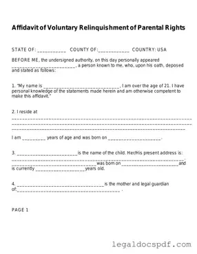 Fill Out Your Affidavit Parental Rights Form