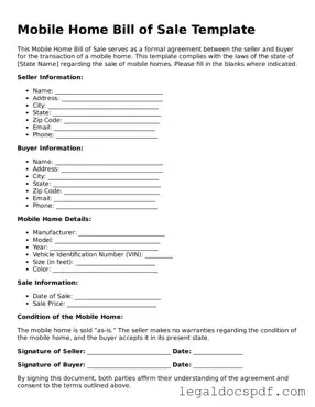 Valid Mobile Home Bill of Sale Template