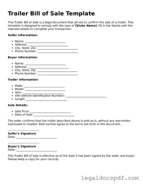 Valid Trailer Bill of Sale Template