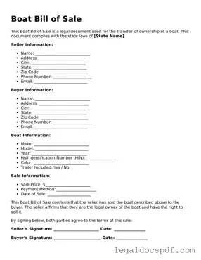 Valid Boat Bill of Sale Template