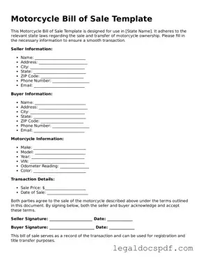 Valid Motorcycle Bill of Sale Template