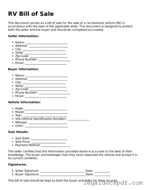 Valid RV Bill of Sale Template