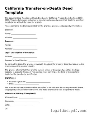 Legal California Transfer-on-Death Deed Form